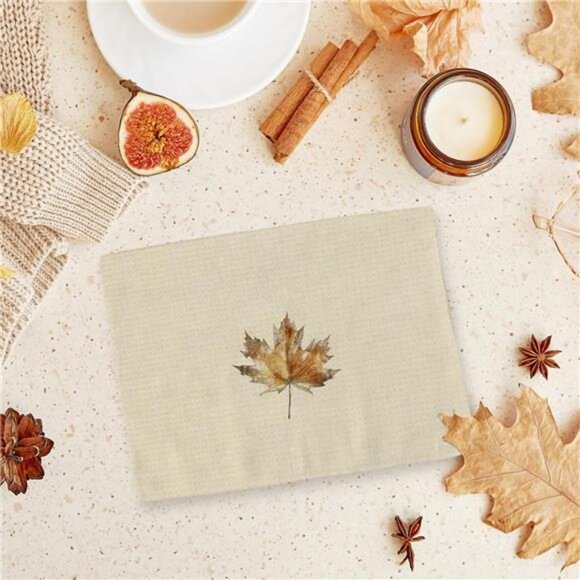 Fall Pumpkin Kitchen Towels - Set of 2, Vintage‎ Pumpkin Maple Leaves Decorative - Picture 7 of 8